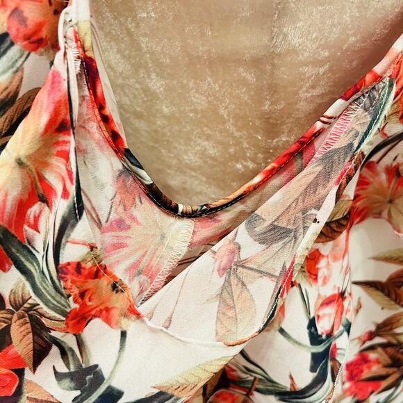 Gianni Bini Women’s Cold Shoulder Spaghetti Top Long Sleeves Floral M (A0129) - Picture 5 of 7